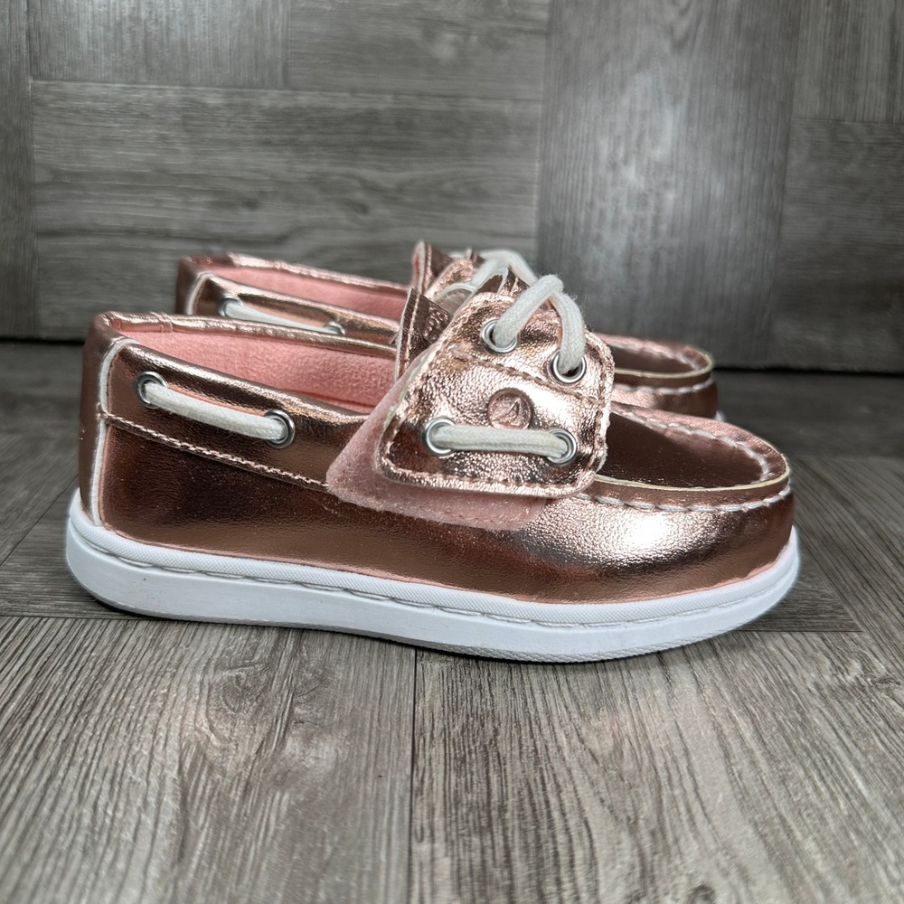 Sperry Boat Shoe Kielong Toddler 7c Rose Gold Metallic YBDGT38618 NEW